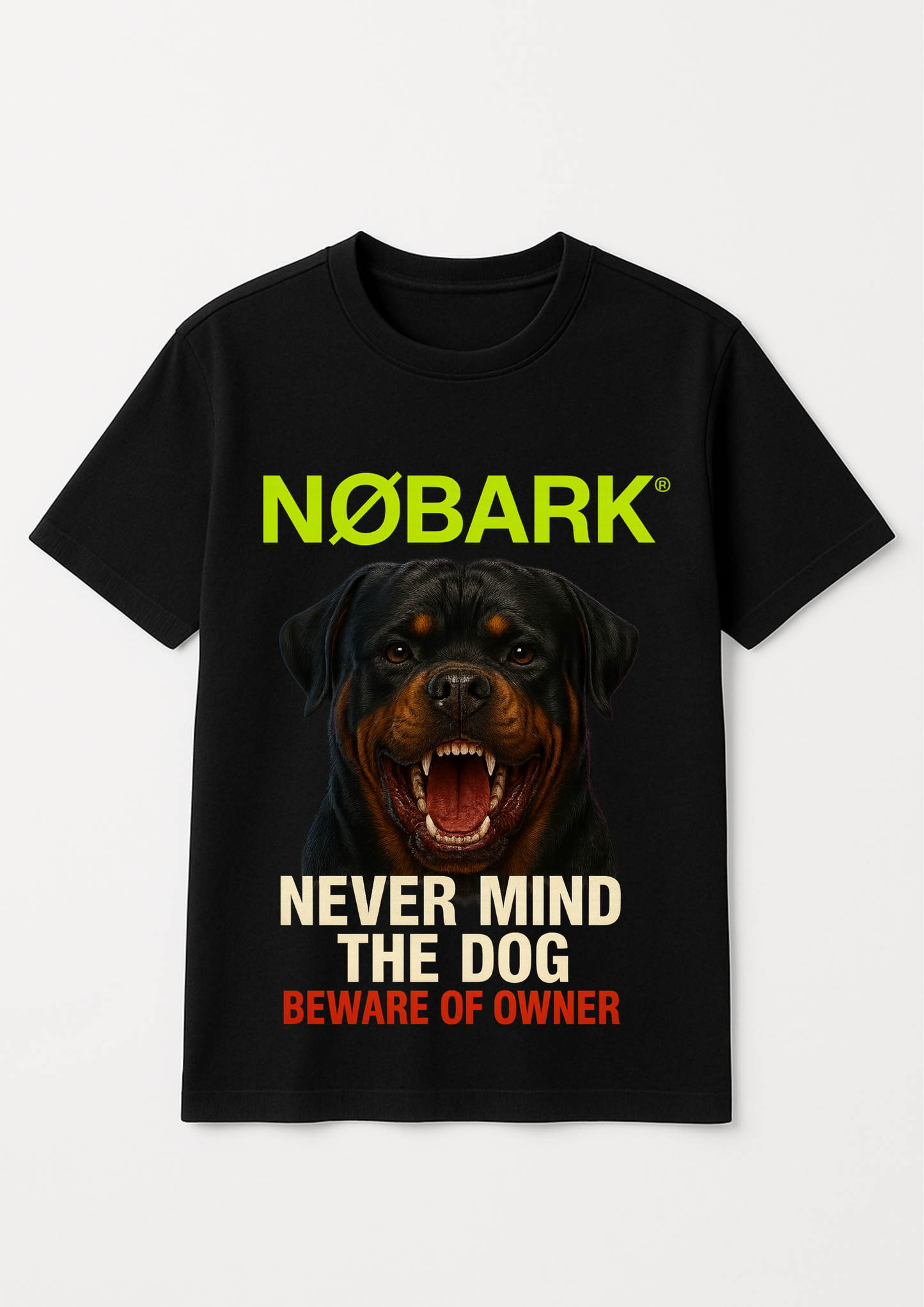 NØBARK – “Never Mind the Dog. Beware of Owner” T-Shirt (Black)